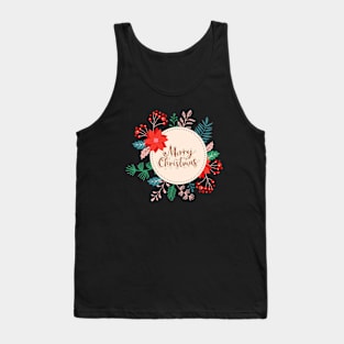 Merry Christmas Floral Bloom Tank Top